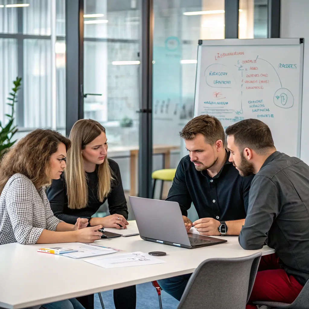 Team XENLAVIA discussing a project